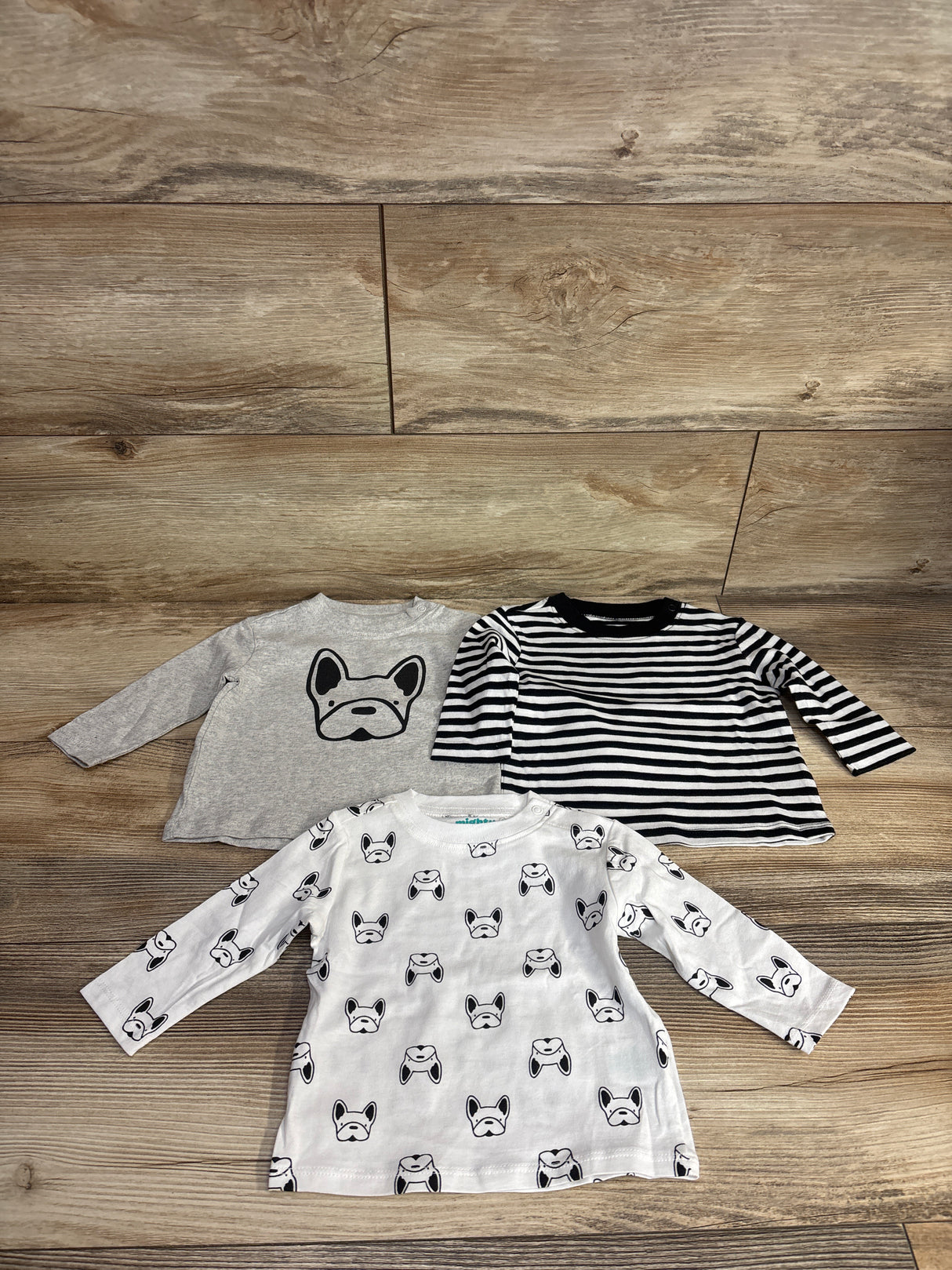 NEW Mighty Goods 3pk Dog Print Shirt Set Grey sz 3m