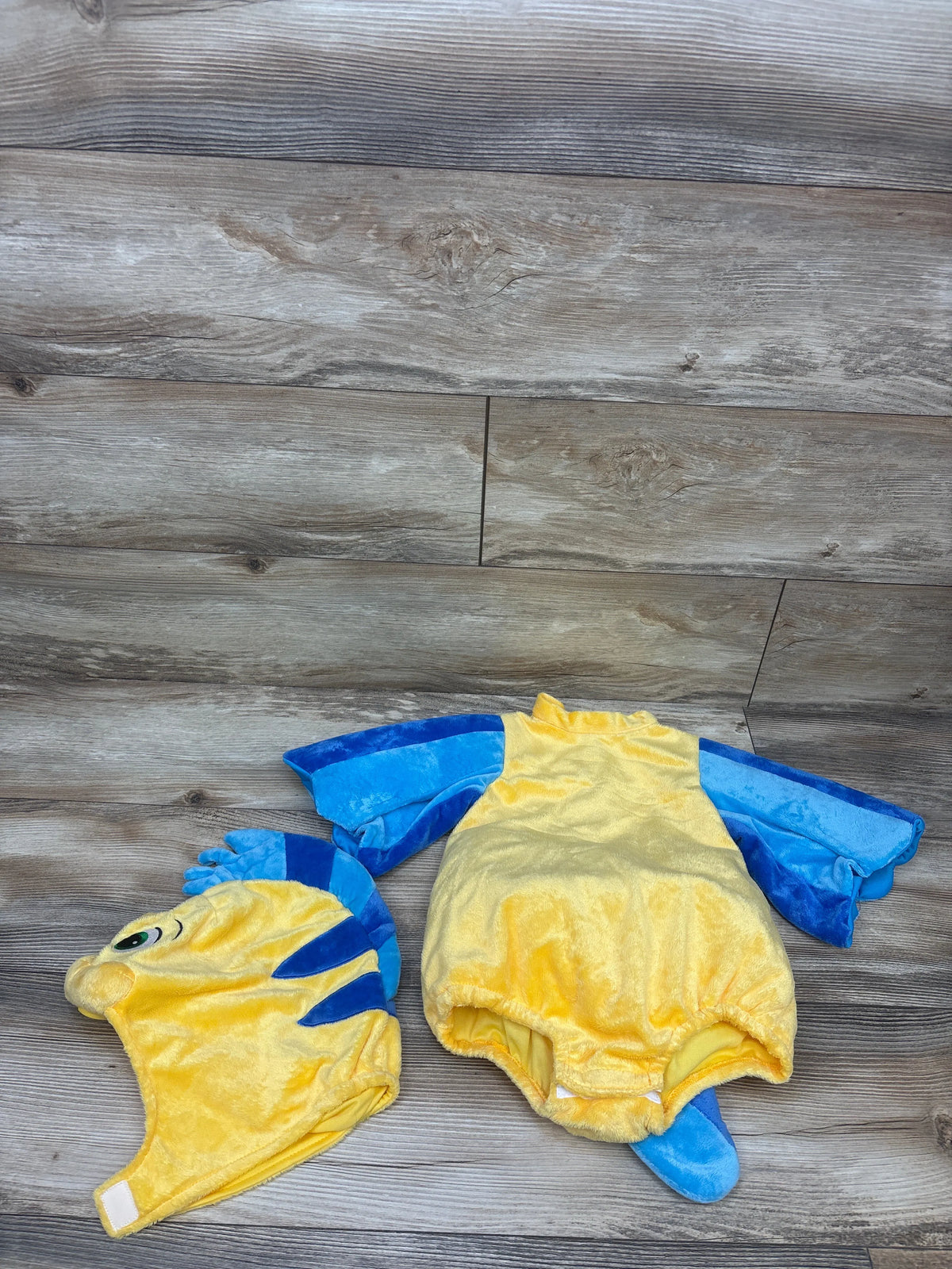 Disney 2pc The Little Mermaid Flounder Costume Yellow sz 12/18m