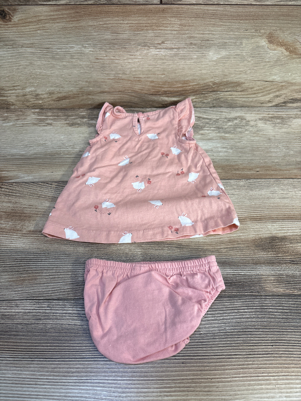 Just One You 2pc Bunny Print Dress & Bloomers Set Pink sz Newborn