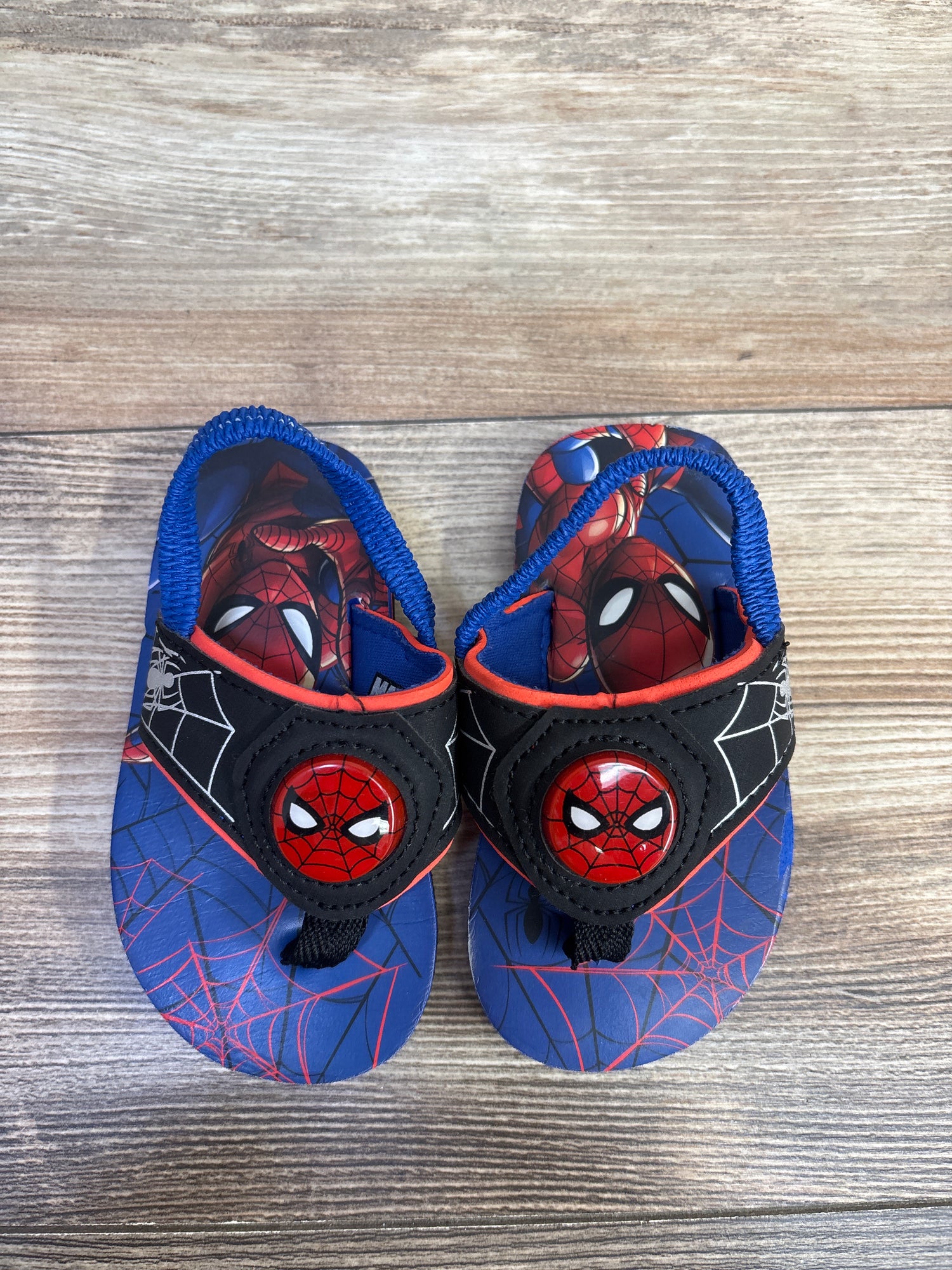 Marvel Spider-Man Light Up Flip Flop Sandals Blue sz 5-6c