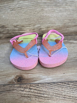 NEW Children's Place Ombre Pink Glitter Flip Flops sz 6-7c