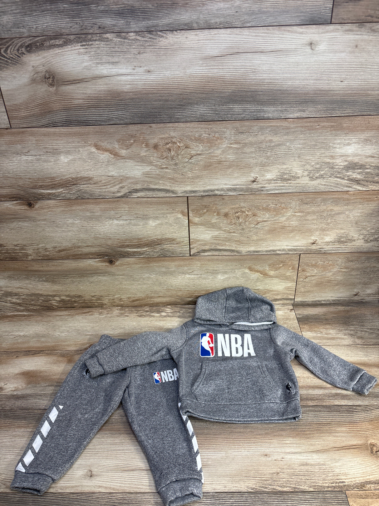 NBA 2pc Logo Pull Over Hoodie & Jogger Set Grey sz 2T