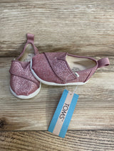 NEW Toms Tiny Alpargata Pink Glitter Sz 4c