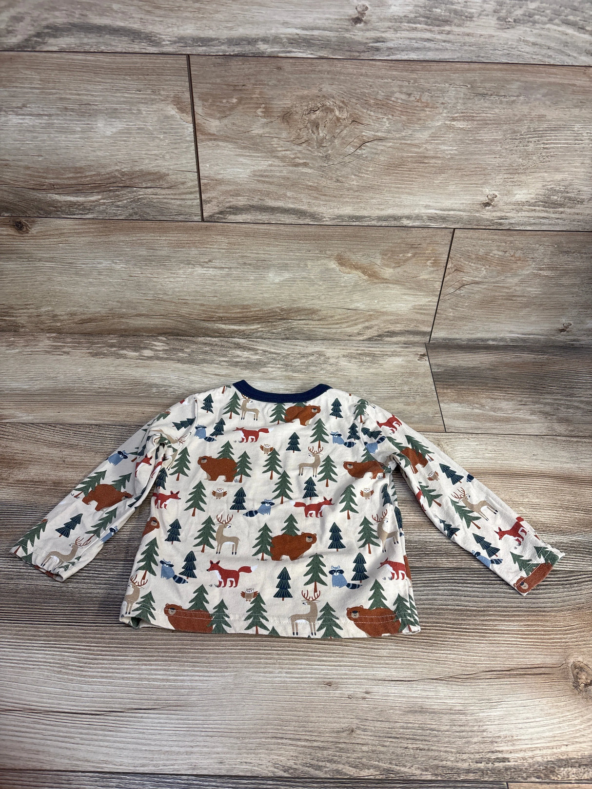 Children's Place Animal Print Long Sleeve Shirt Cream sz 12-18m