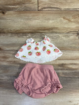 Shein Gauze 2pc Strawberry Tank Top & Shorts Set White sz 3-6m
