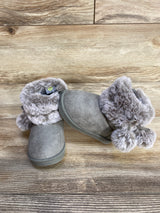 First Steps by Stepping Stones Pom Pom Faux Fur Boots, Grey sz 4c