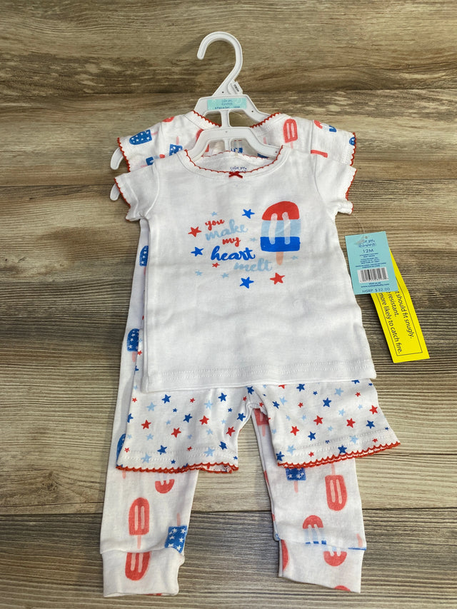 NEW Cutie Pie 4pc You Make My Heart Melt Pajama Set White sz 12m - Me n Mommy To Be