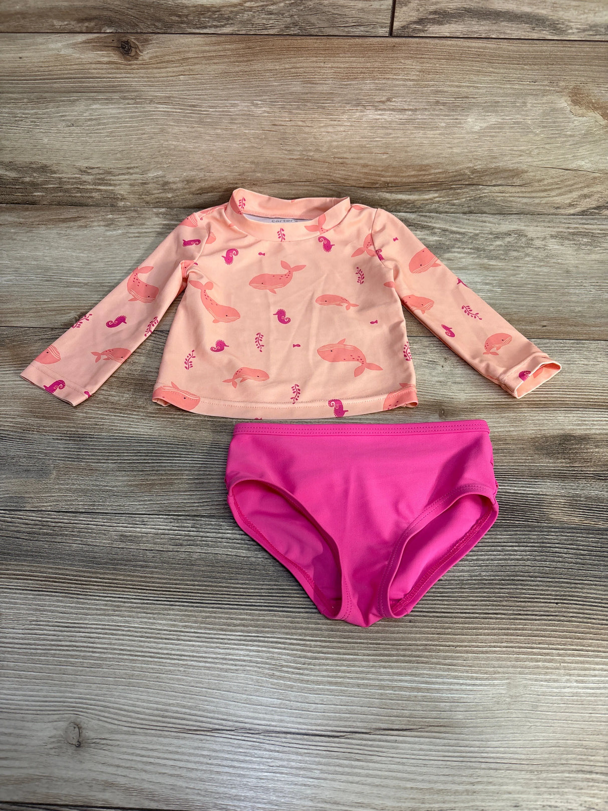 Just One You 2pc Whale Print Rashguard & Bottoms Set Pink sz 9m