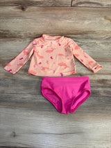 Just One You 2pc Whale Print Rashguard & Bottoms Set Pink sz 9m