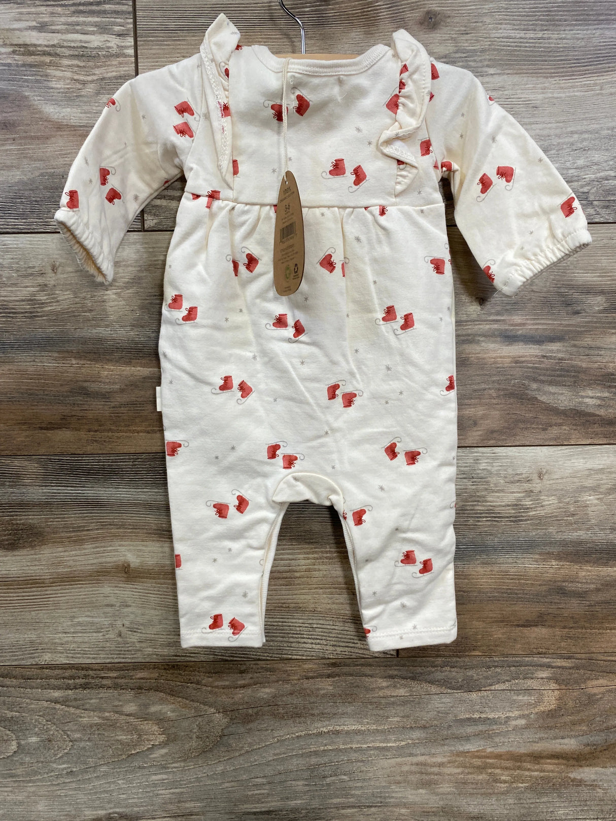 NEW Rabbit + Bear Ruffle Skates Coverall Cream sz 3-6m