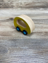 B. Toys Mini Wooden Car Free Wheee-lees – Green Car