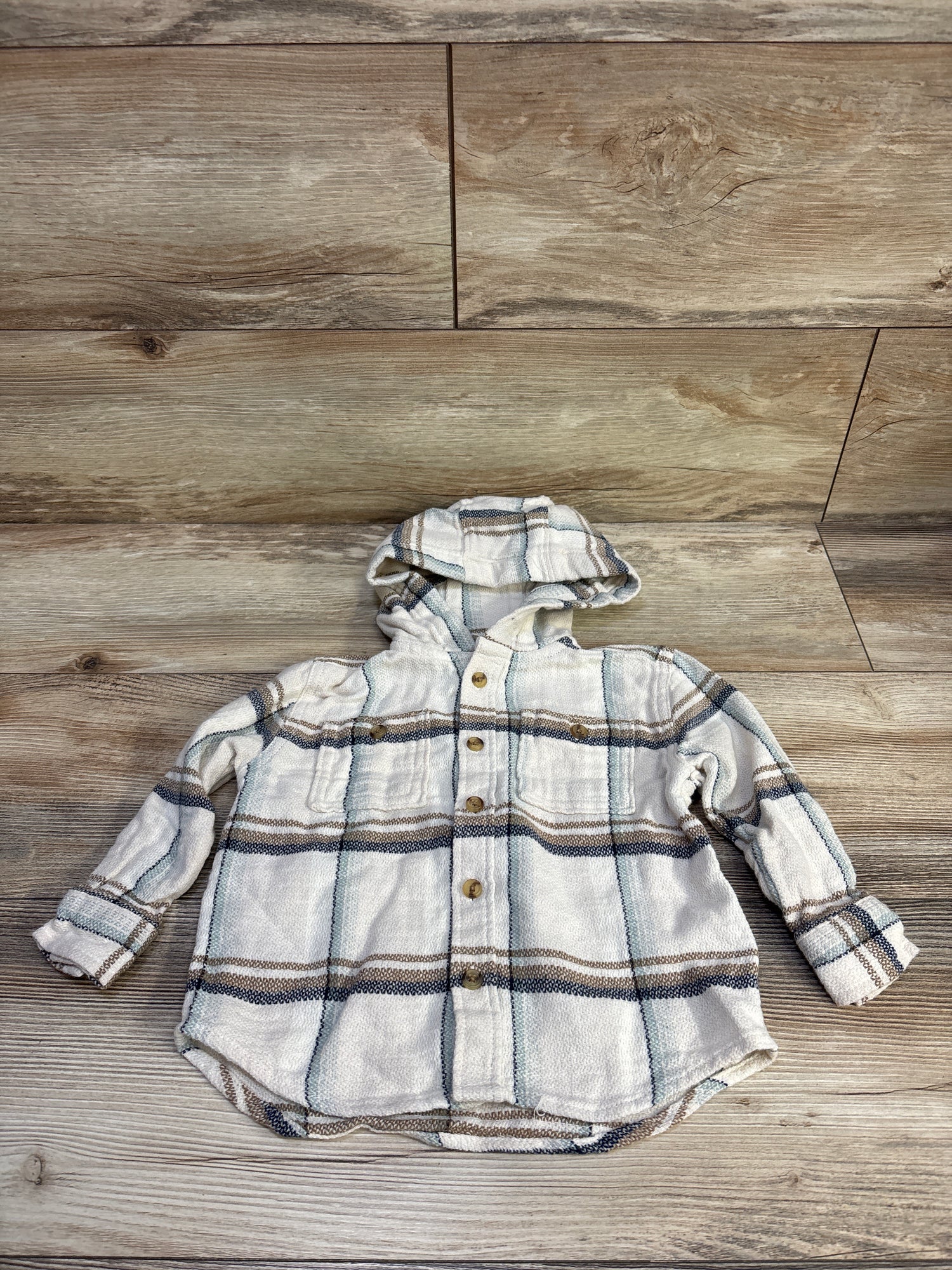 Old Navy Hooded Flannel Beige sz 2T