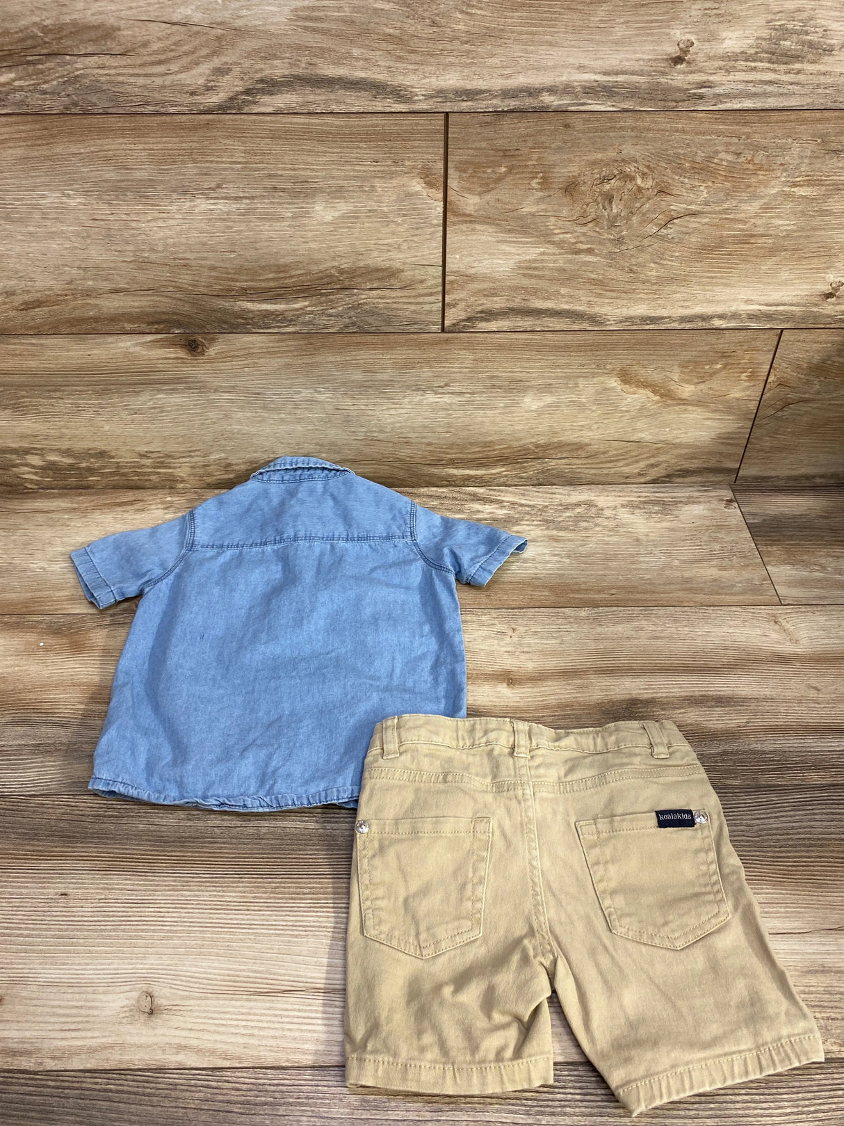 Koala Baby 2pc Chambray Button-Up Shirt & Shorts Blue sz 2T - Me n Mommy To Be