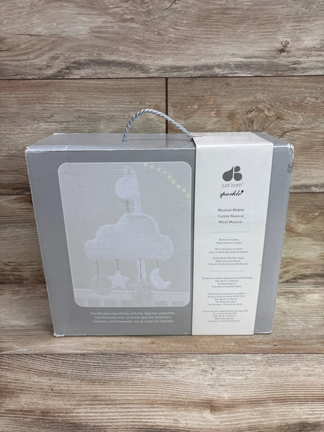 Packaging for a Me n Mommy To Be Just Born Musical Mobile in Sparkly Gray Stars.