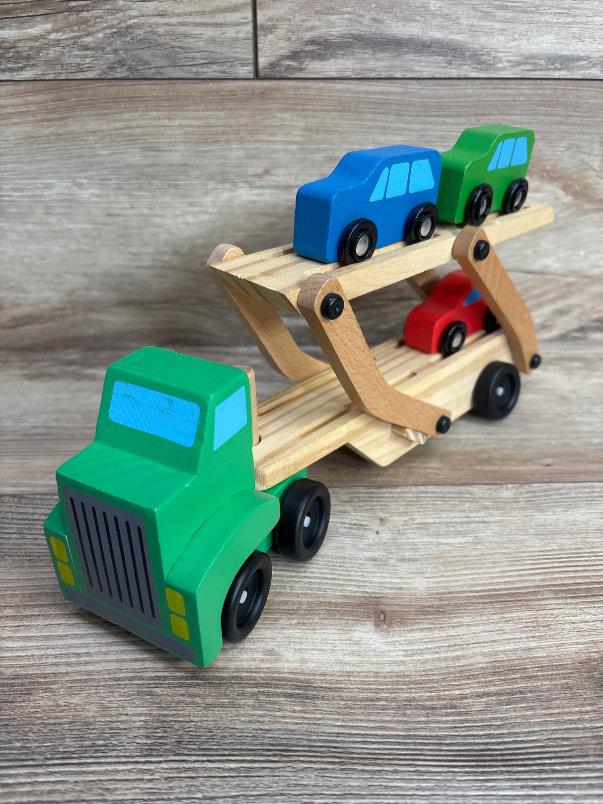 Melissa & Doug Wooden Car Carrier Truck w/ Three Cars