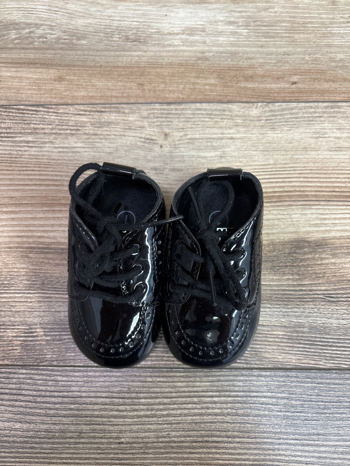 EliteGoogv PU Leather Round Toe First-Walkers Shoes Black sz 1/2c