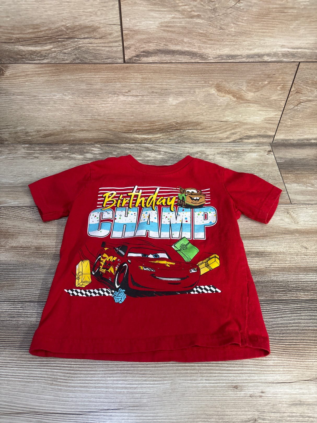 Disney Pixar Cars Birthday Champ Shirt Red sz 5T