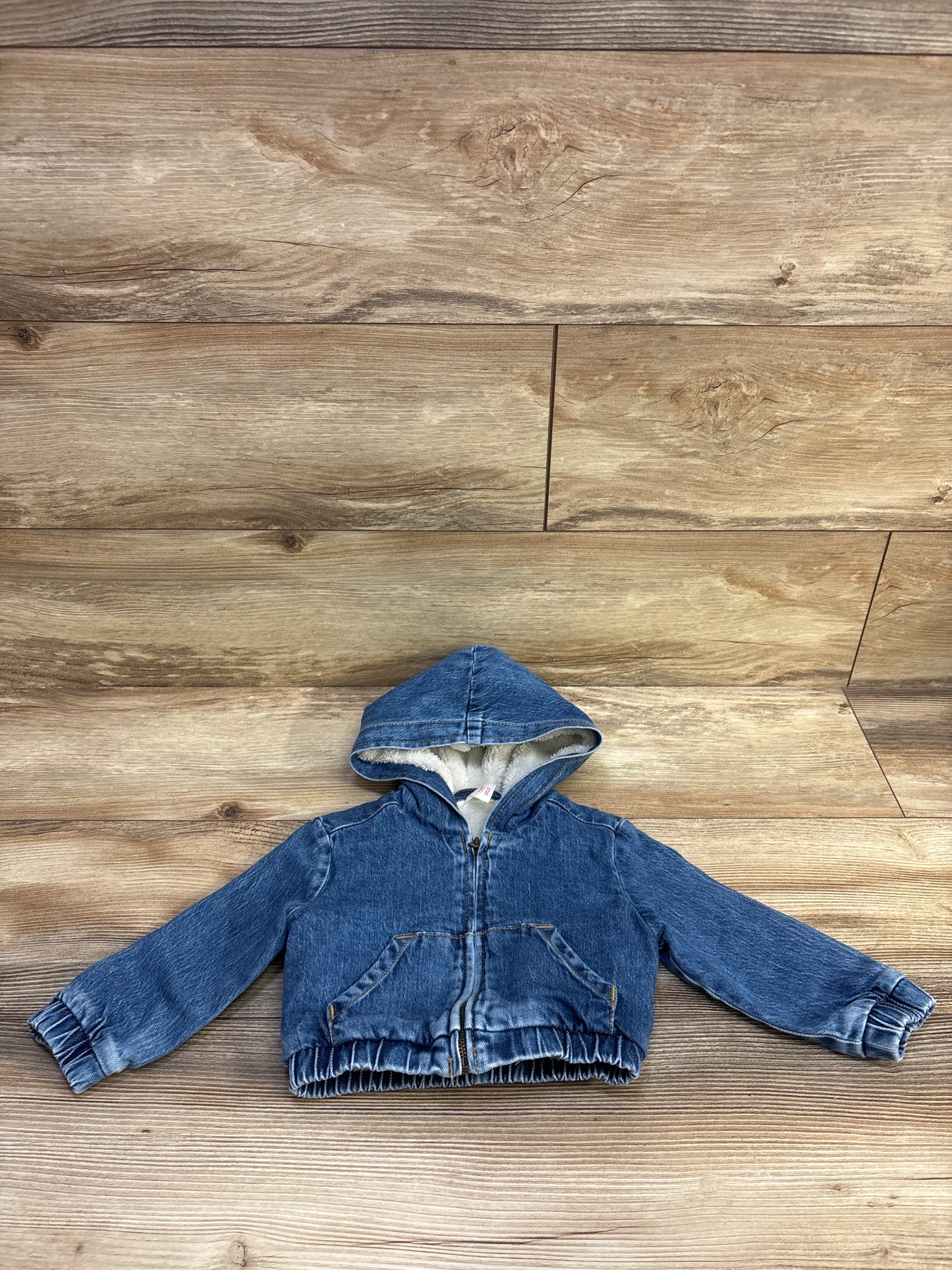 Cat & Jack Faux Fur Lined Denim Jacket Blue sz 12m