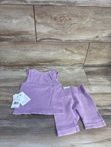 NEW Grayson Mini 2pc Ribbed Tank Top & Bike Shorts Set Lilac sz 4T