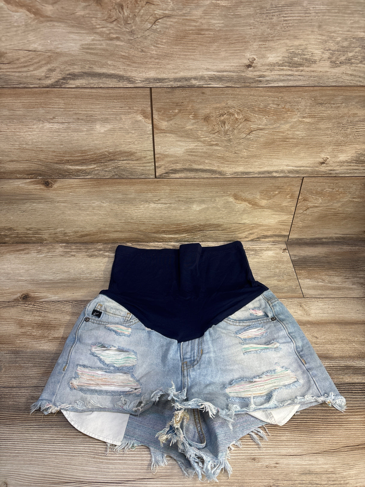 Pinkblush Maternity Distressed Denim Shorts Blue sz Small