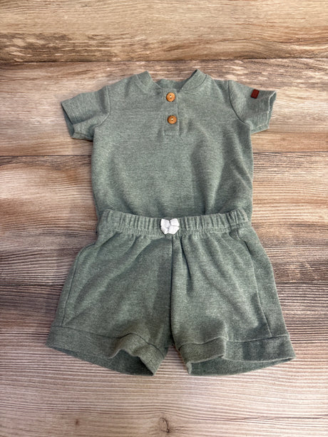 7 For All Mankind 2pc Henley Bodysuit & Shorts Green sz 3-6m - Me n Mommy To Be