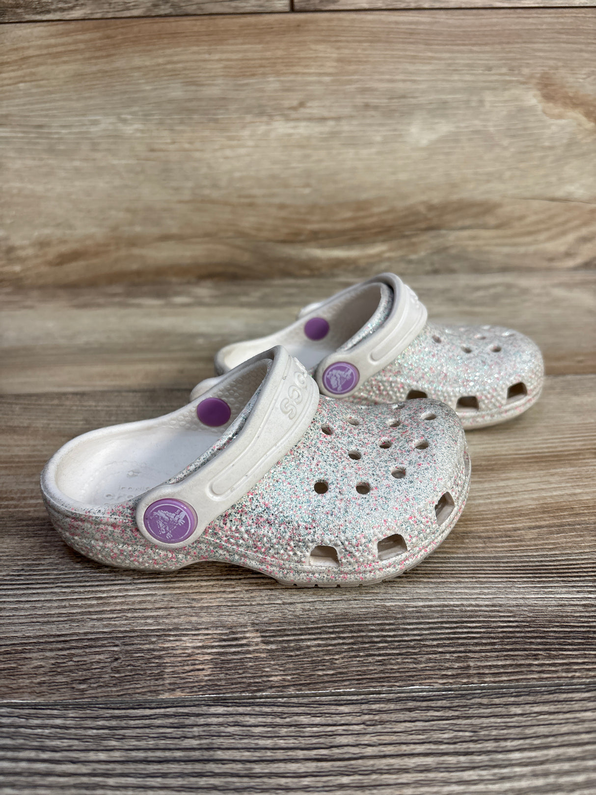 Crocs Classic Clogs White Glitter sz 7c