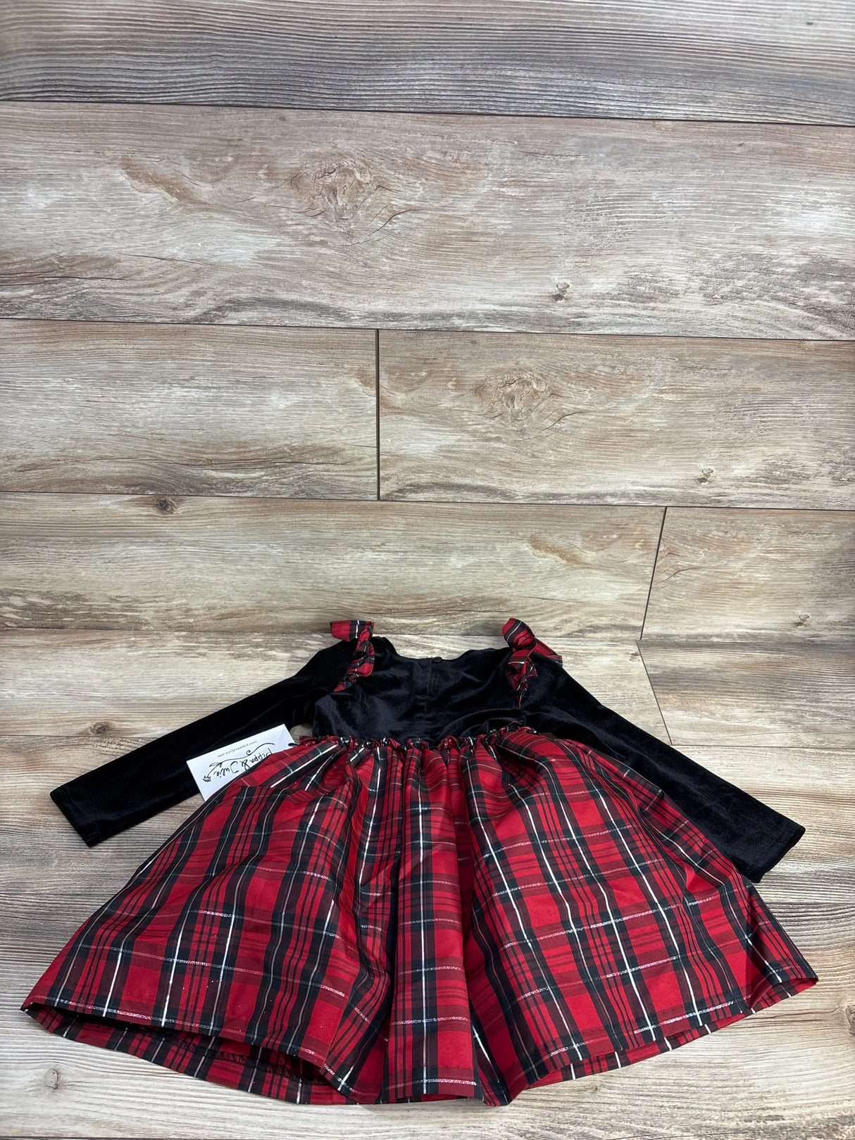 NEW Pippa & Julie Velvet Plaid Dress Black sz 3T