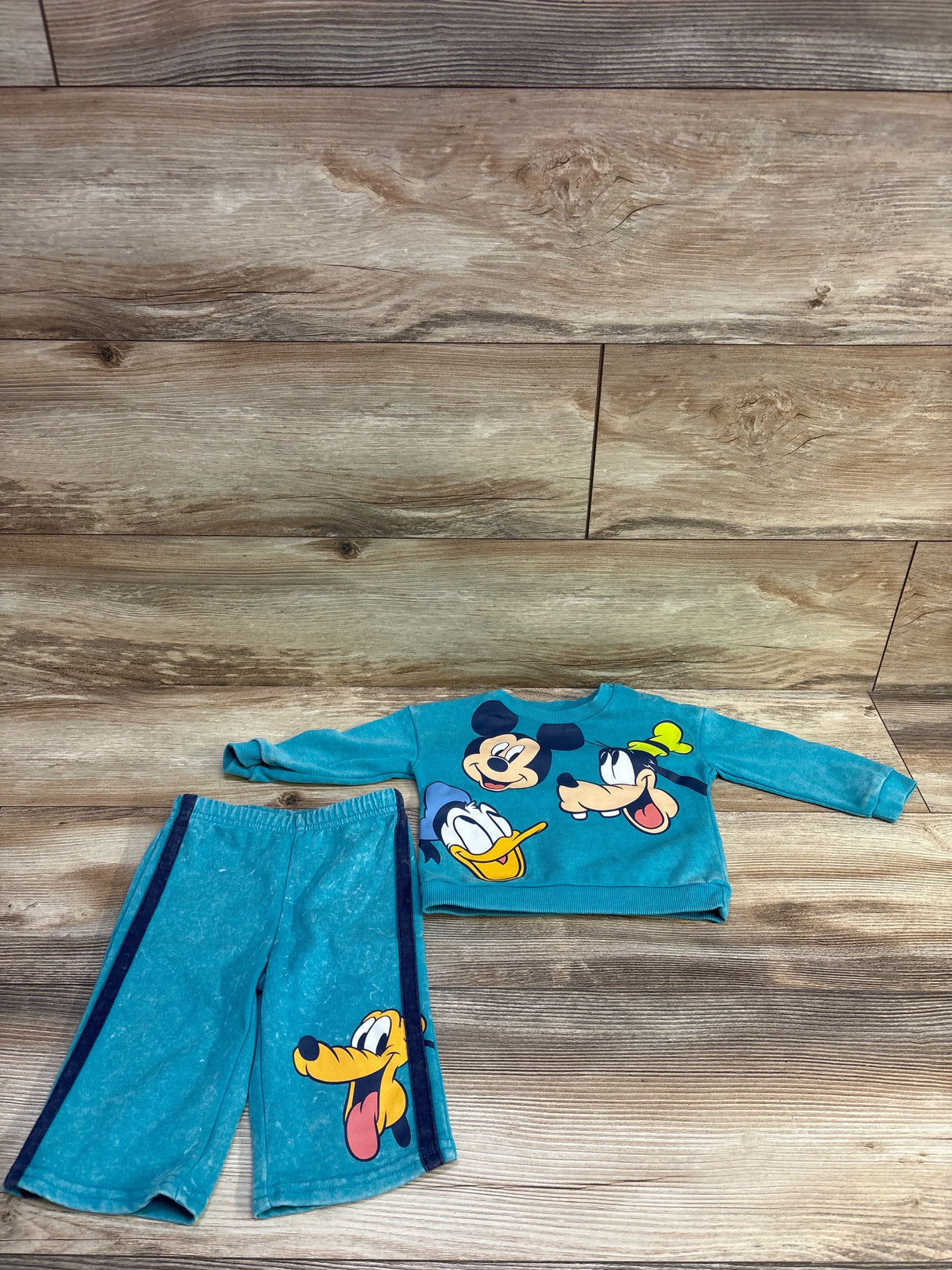Disney Baby 2pc Mickey Mouse Pullover Sweatshirt & Joggers Set Teal sz 6-9m