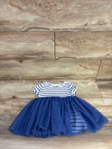 Wonder Nation Striped Ribbed Tulle Dress White sz 12m
