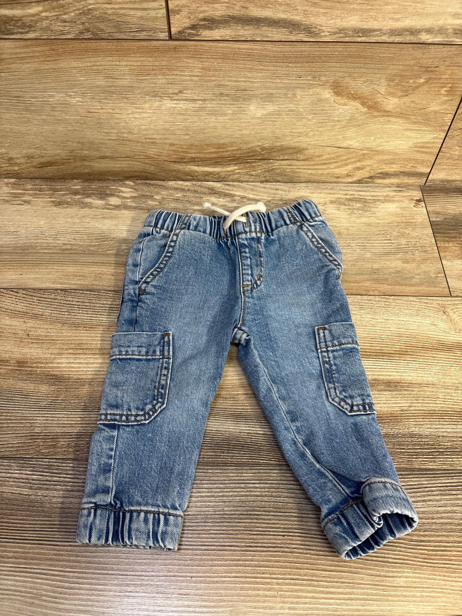 Cat & Jack Cargo Denim Joggers Blue sz 12m