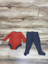 P.B. Precious Baby 2Pc Long Sleeve Bodysuit & Pants Rust Sz 3-6m