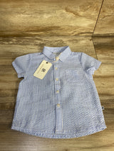 NEW Bums & Roses Blue Stripe Button Up Shirt sz 6-12m
