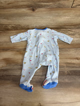 Little Me Striped Baseball Print Sleeper Light Blue sz 3m