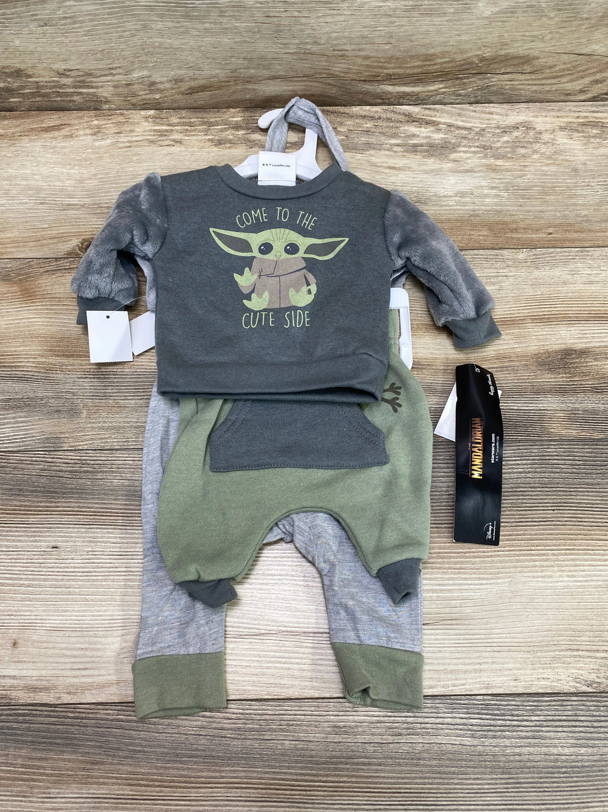 NEW Star Wars 4pc Grogu Coverall & Sweatshirt Set Grey sz Newborn