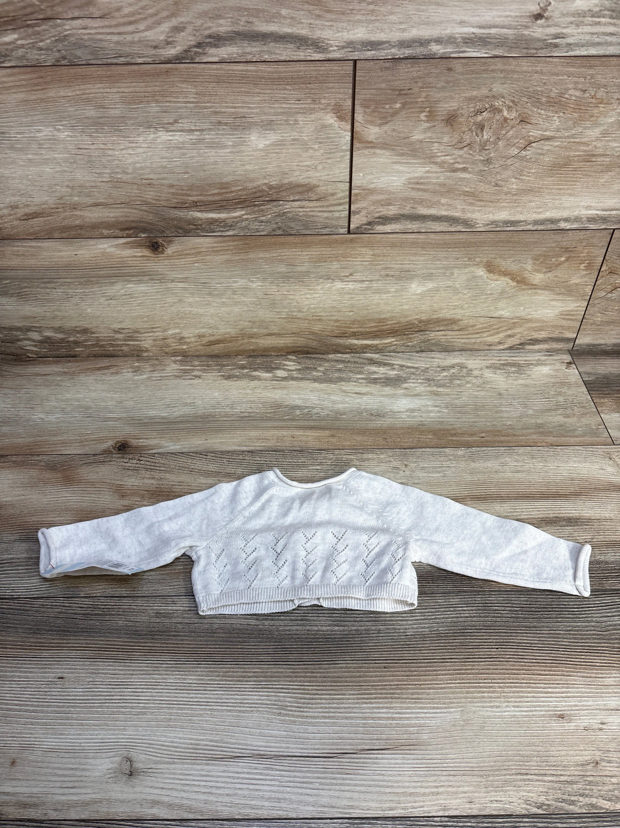 NEW Cat & Jack Cropped Long Sleeve Button-Up Shirt Cream sz 0-3m