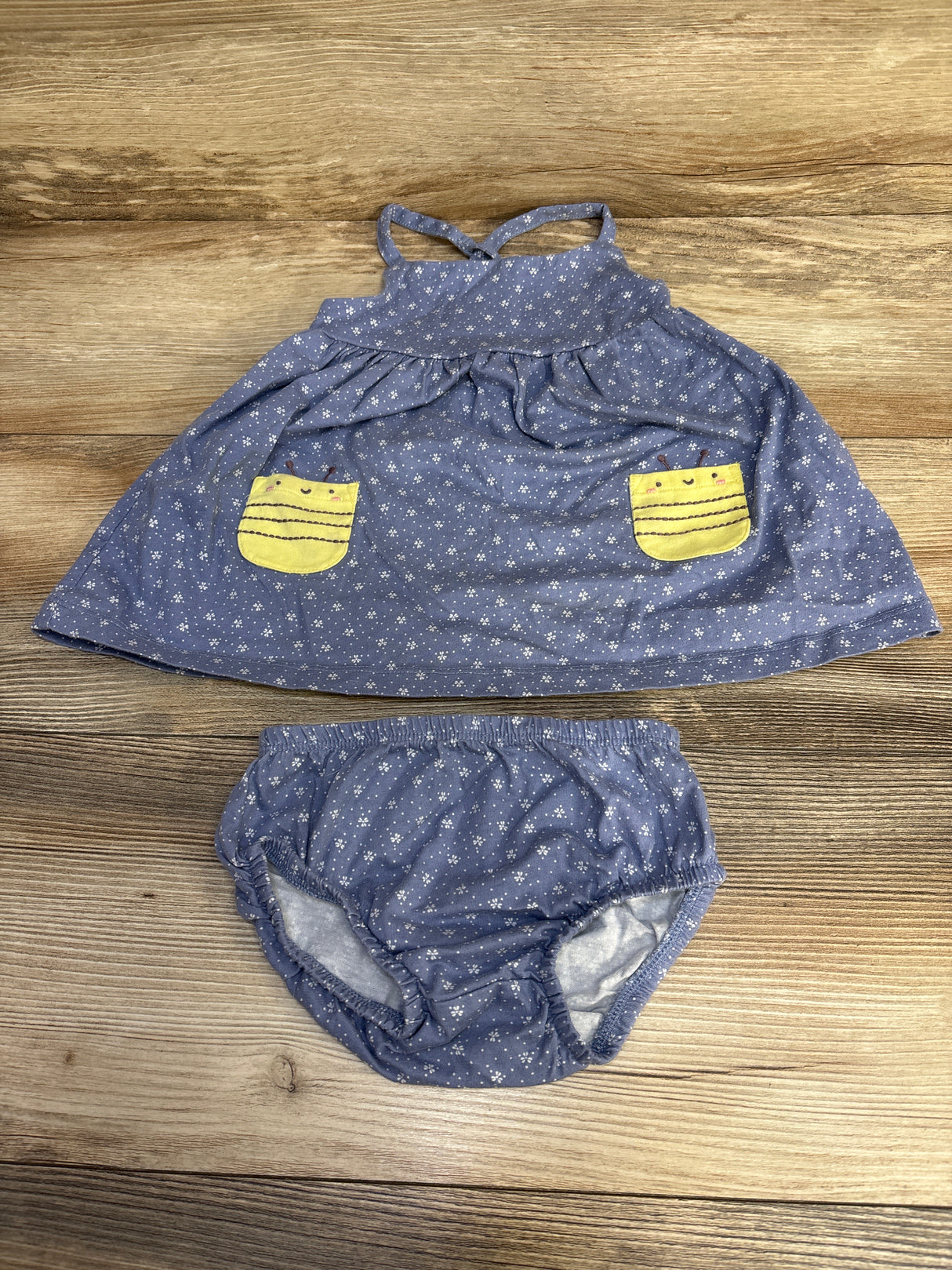 Carter's 2pc Sleeveless Dress & Bloomers Blue sz 9m
