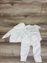 Carter's 3pc Zip-Up Terry Cloth Jacket, Bodysuit, & Pants Set White sz 9m