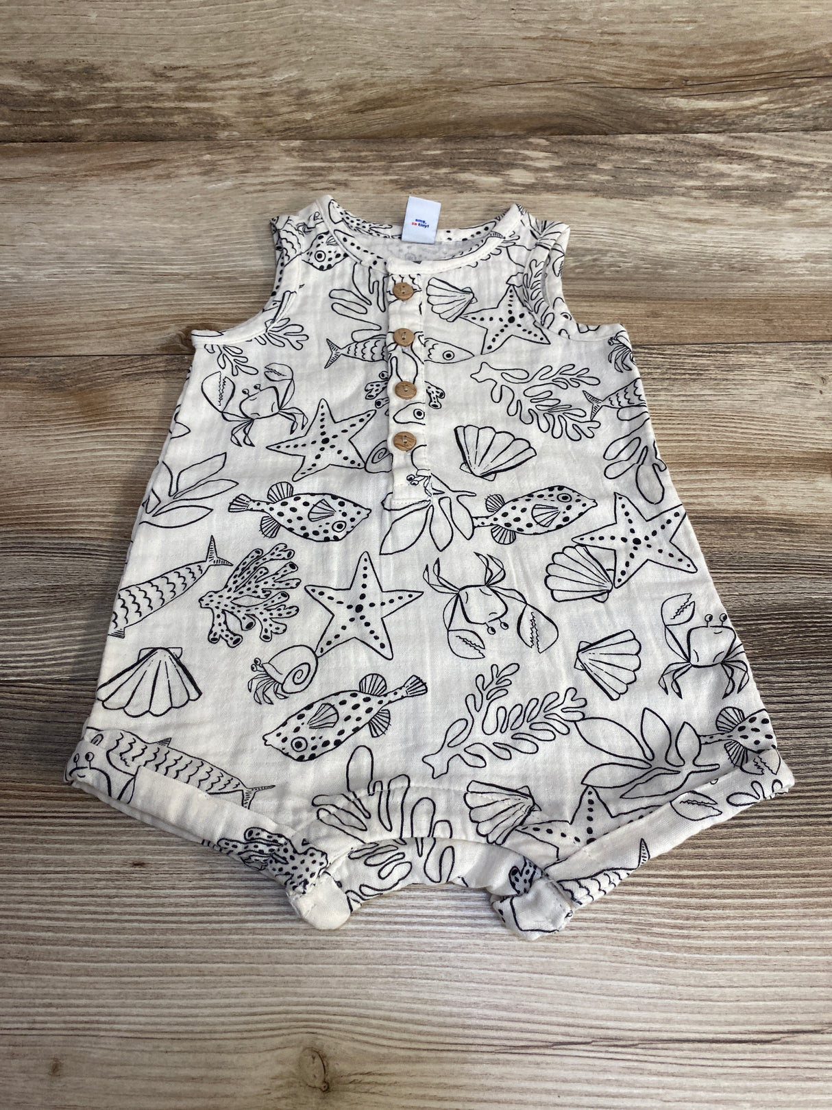 Old Navy Henley Sea Animals Romper Cream sz 3-6m