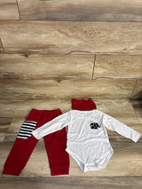 Long Sleeve Bodysuit + Pants + Hat 3pc Set White sz 12-18m