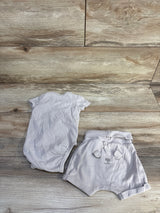 H&M 2pc Bear Kimono Bodysuit & Foldover Shorts Set Beige sz 3m