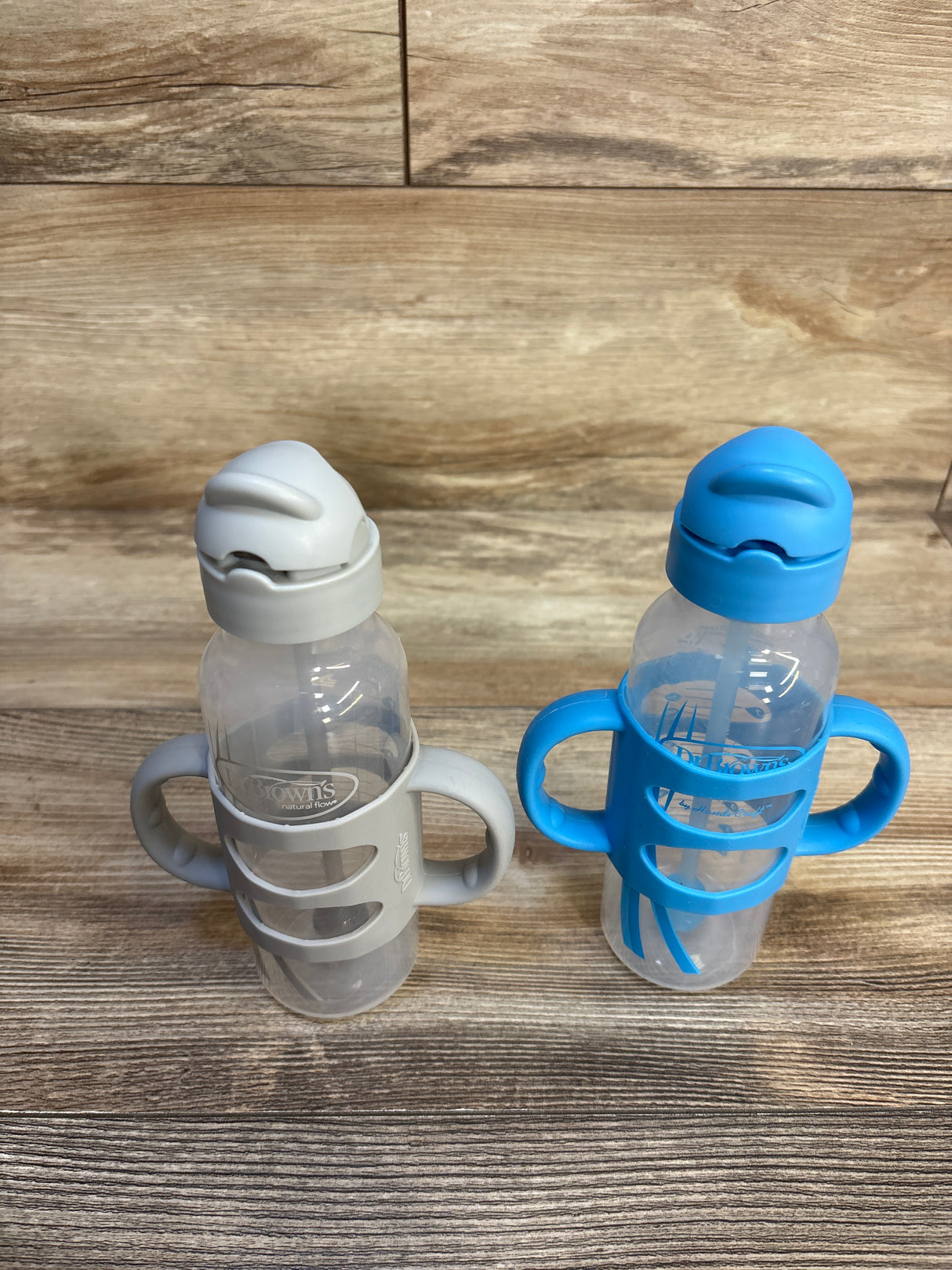 Dr. Brown's Milestones Narrow Sippy Straw Bottles w/ Silicone Handles 2pk 8oz