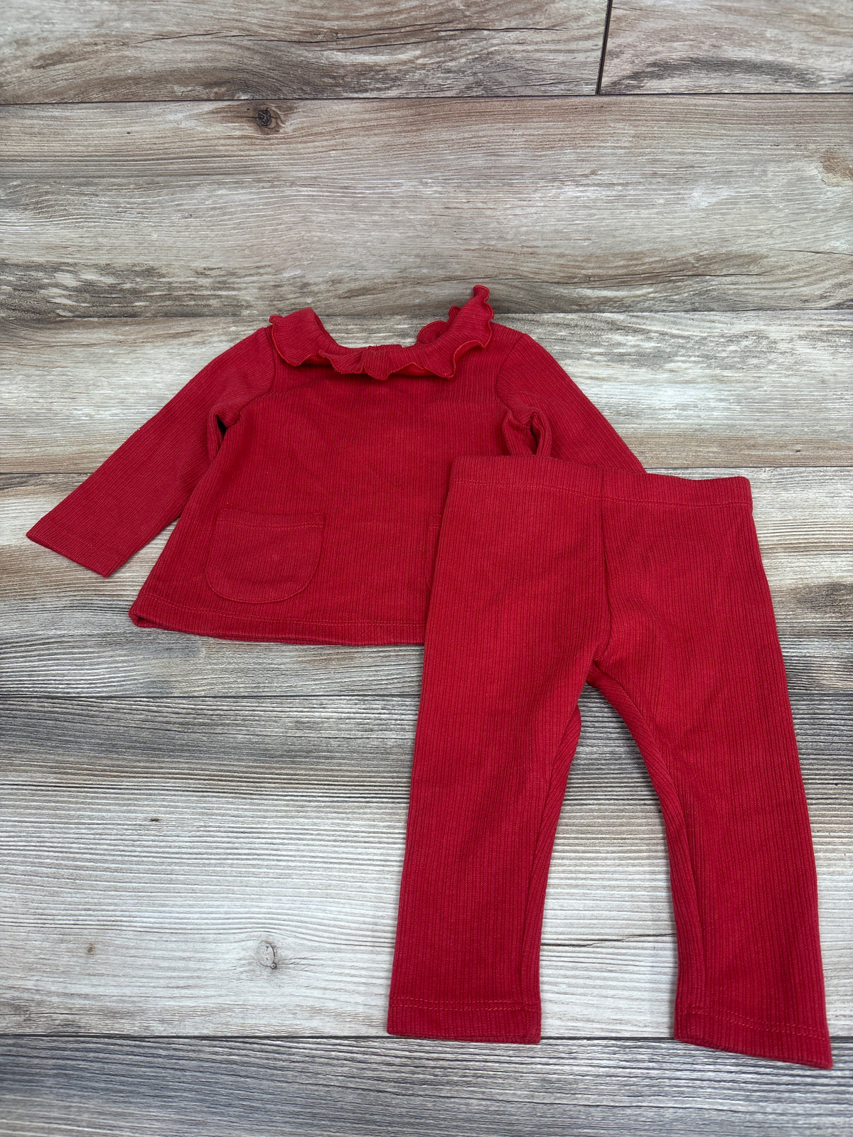 Cloud Island 2pc Ribbed Collar Shirt & Pants Set Red sz 6-9m