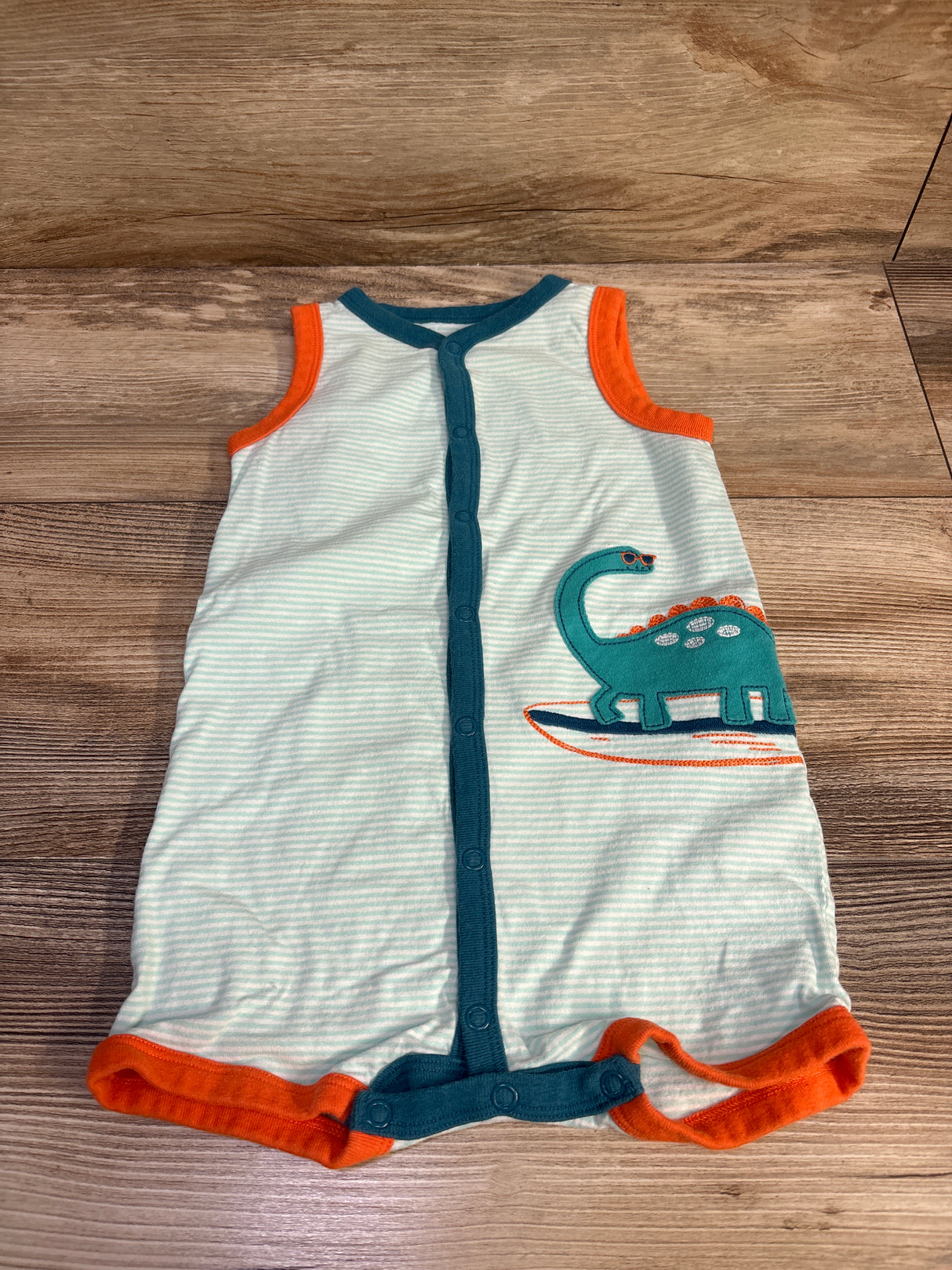 Carter's Striped Dinosaur Tank Romper Green sz 18m
