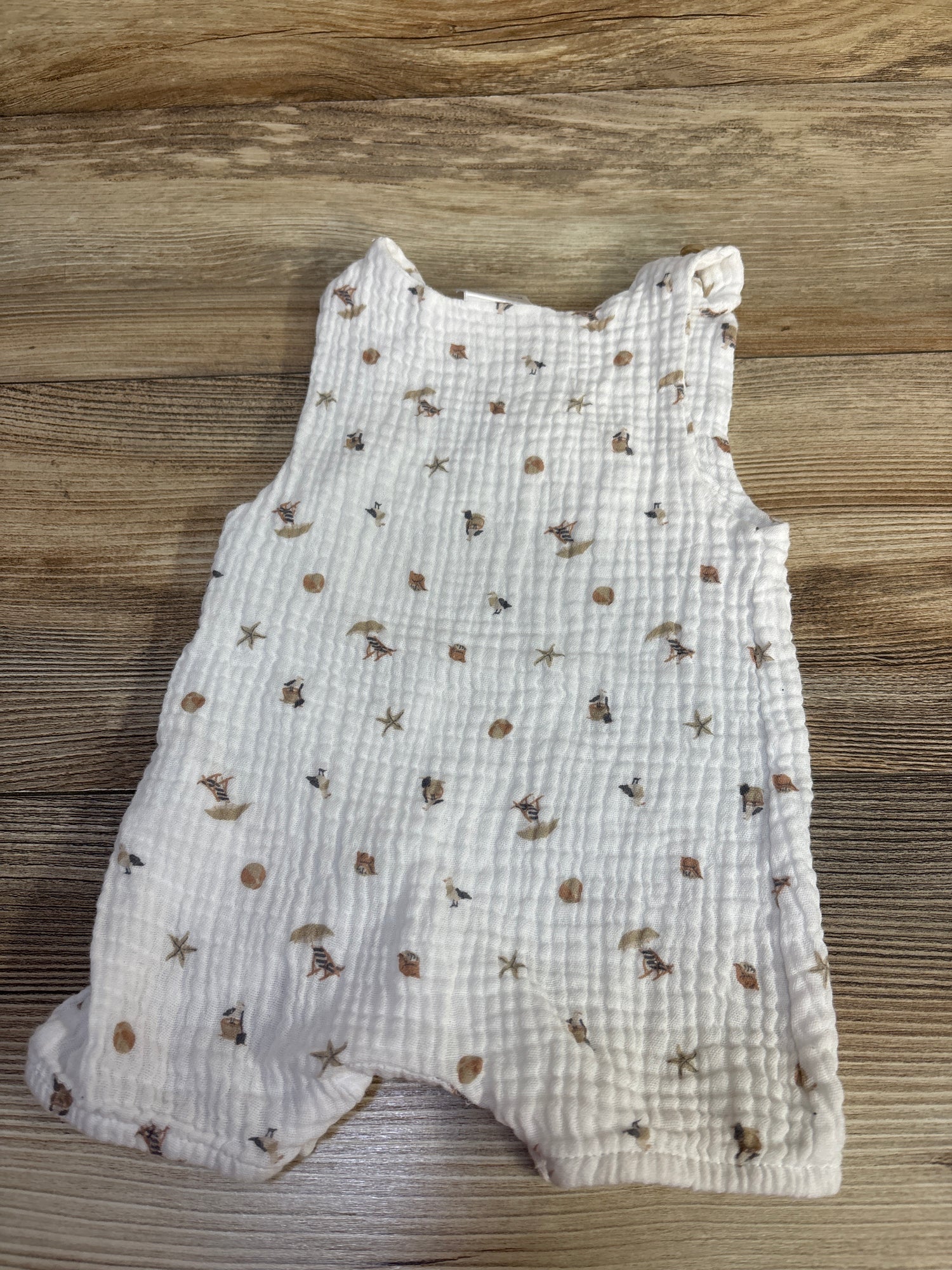 Rock a Bye Baby Boutique Gauze Henley Romper White sz 3-6m