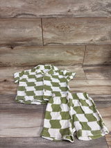 Grayson Mini 2c Button-Up Shirt & Shorts Set Green sz 3T
