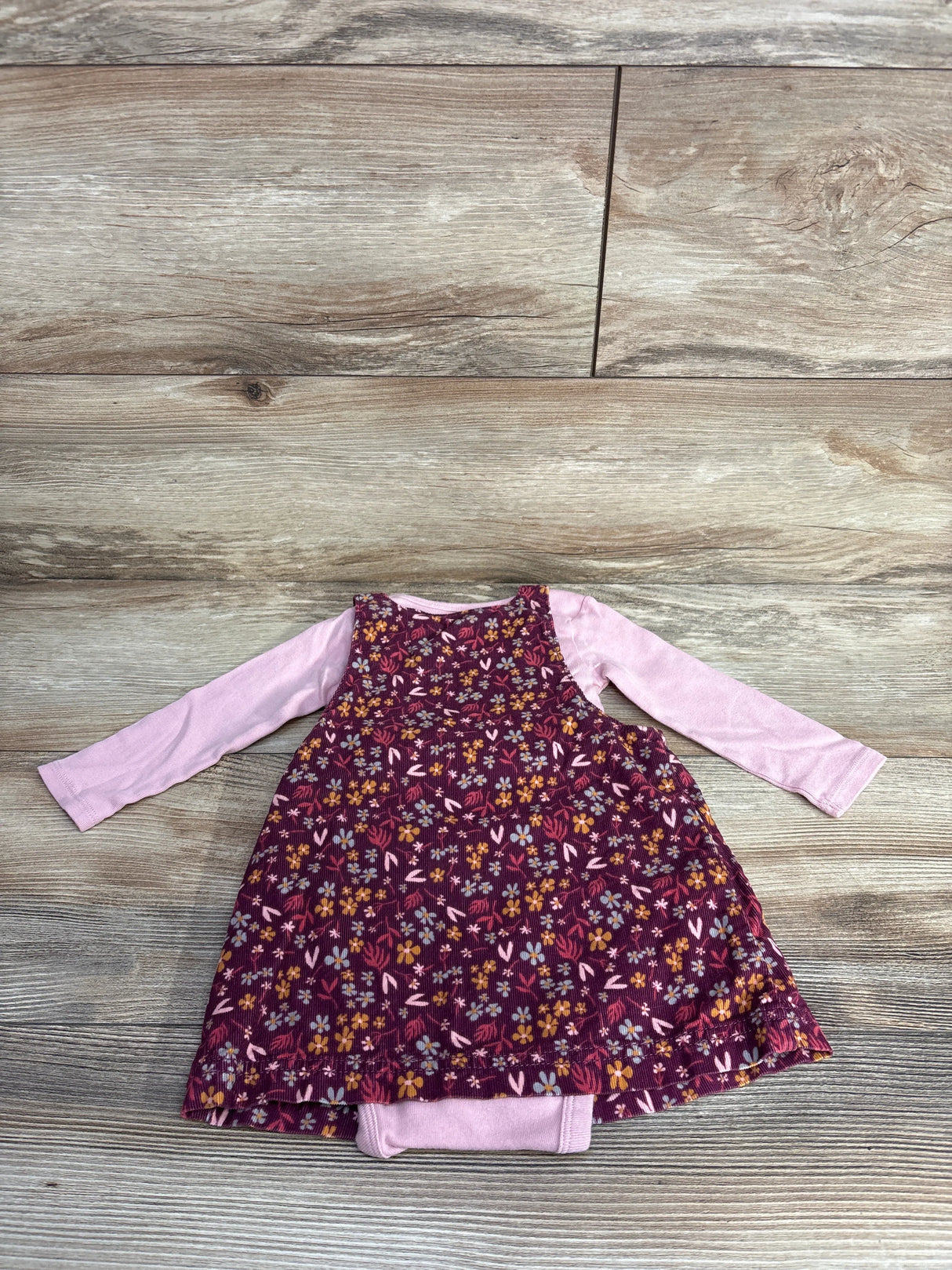 Just One You 2pc Floral Bodysuit & Cord Jumper Pink sz 9m