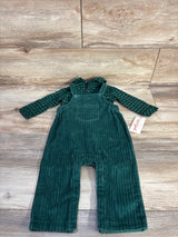NEW Cat & Jack 2pc Corduroy Overalls & Plaid Button-Up Shirt Set Green sz 6-9m