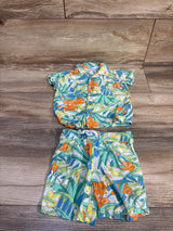 First Impressions 2pc Button Up Shirt & Shorts Set Green sz 6-9m