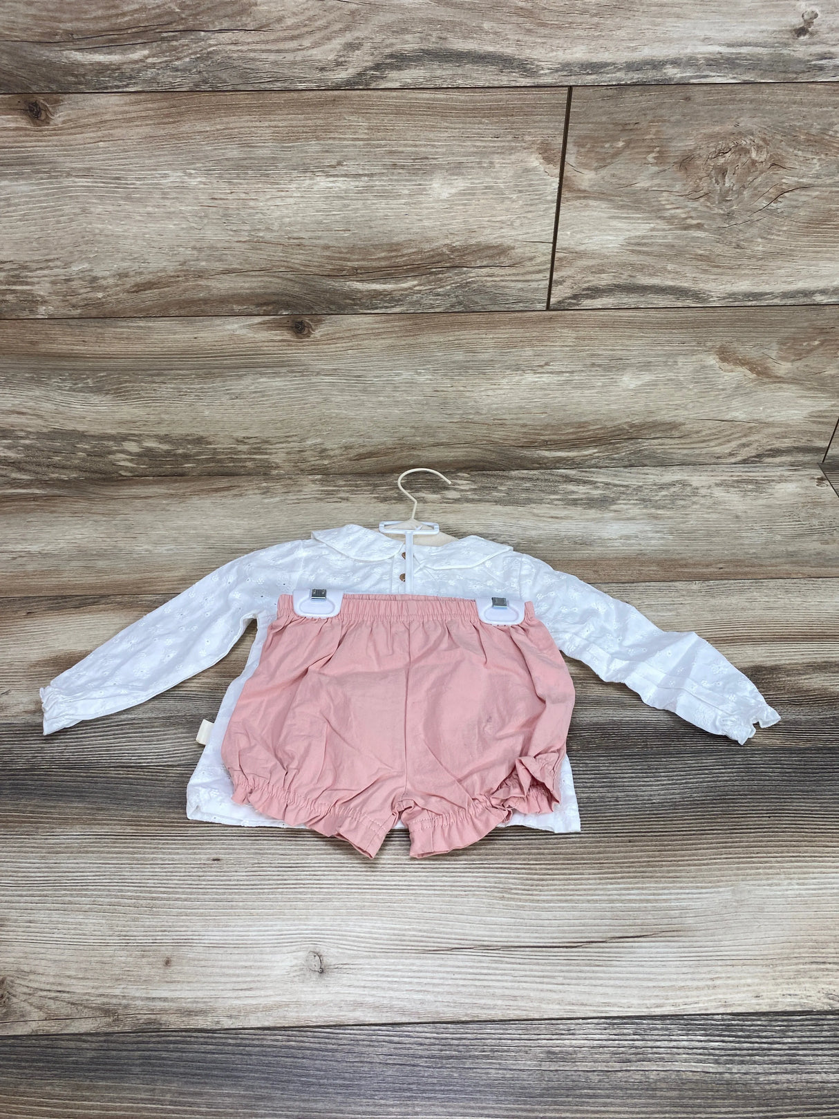 NEW Rabbit + Bear 3pc Embroidered Top & Short Set White sz 12m