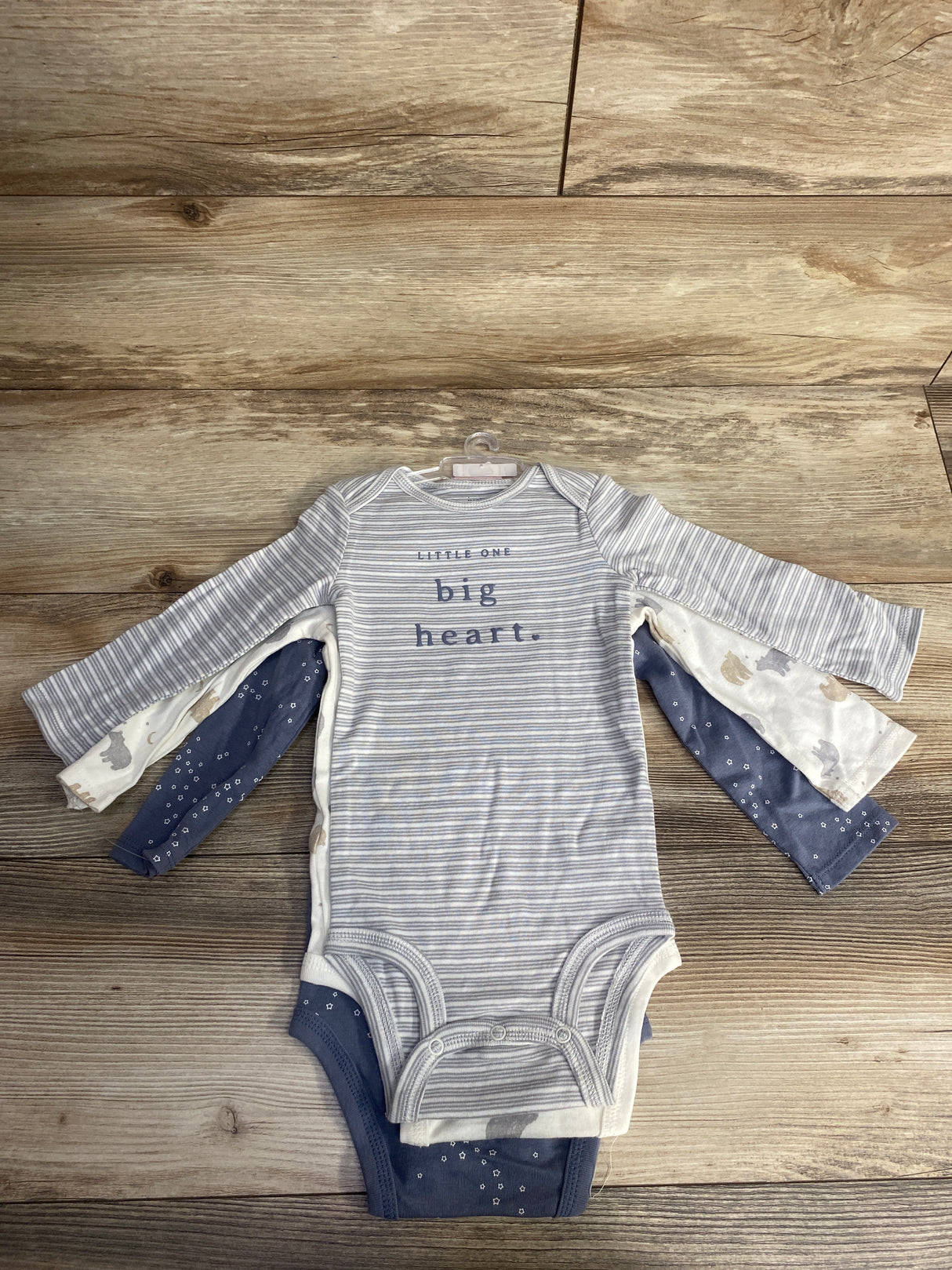 NEW Just One You 3pk Star Bear Print Bodysuit Set Grey sz 12m